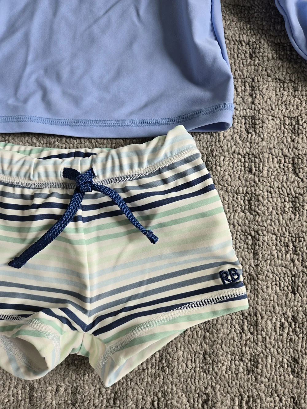 Rugged Butts Rash Guard Swim Set with Striped Shorts